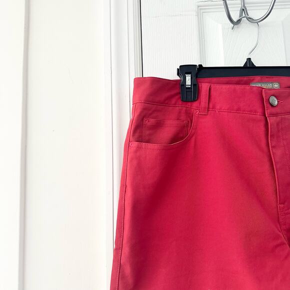 Peter Millar Crown Sport EB66 Performance Five Pocket Red Golf Trouser Pants 35 - Picture 5 of 13